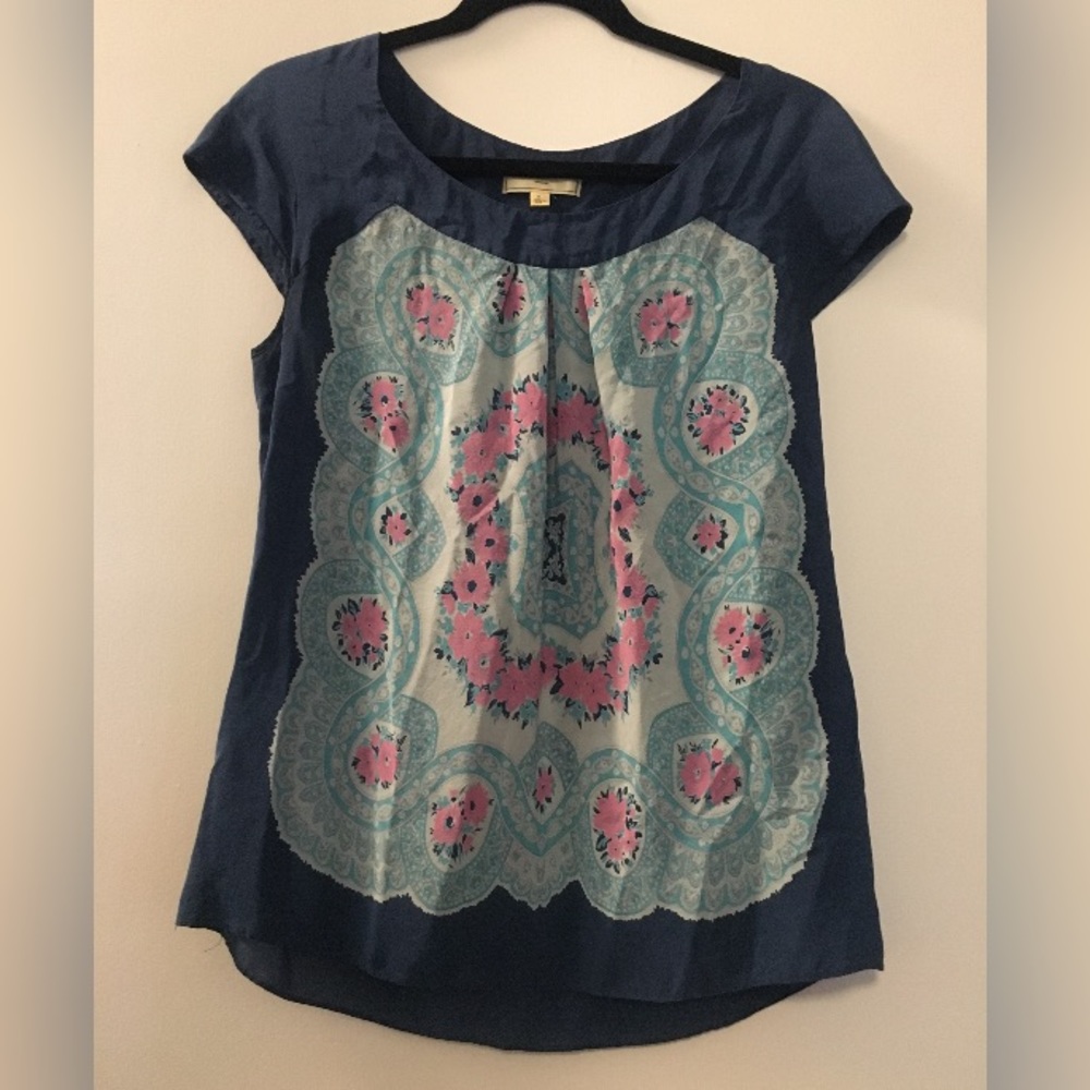 Flowery, silky top from Anthropologie!